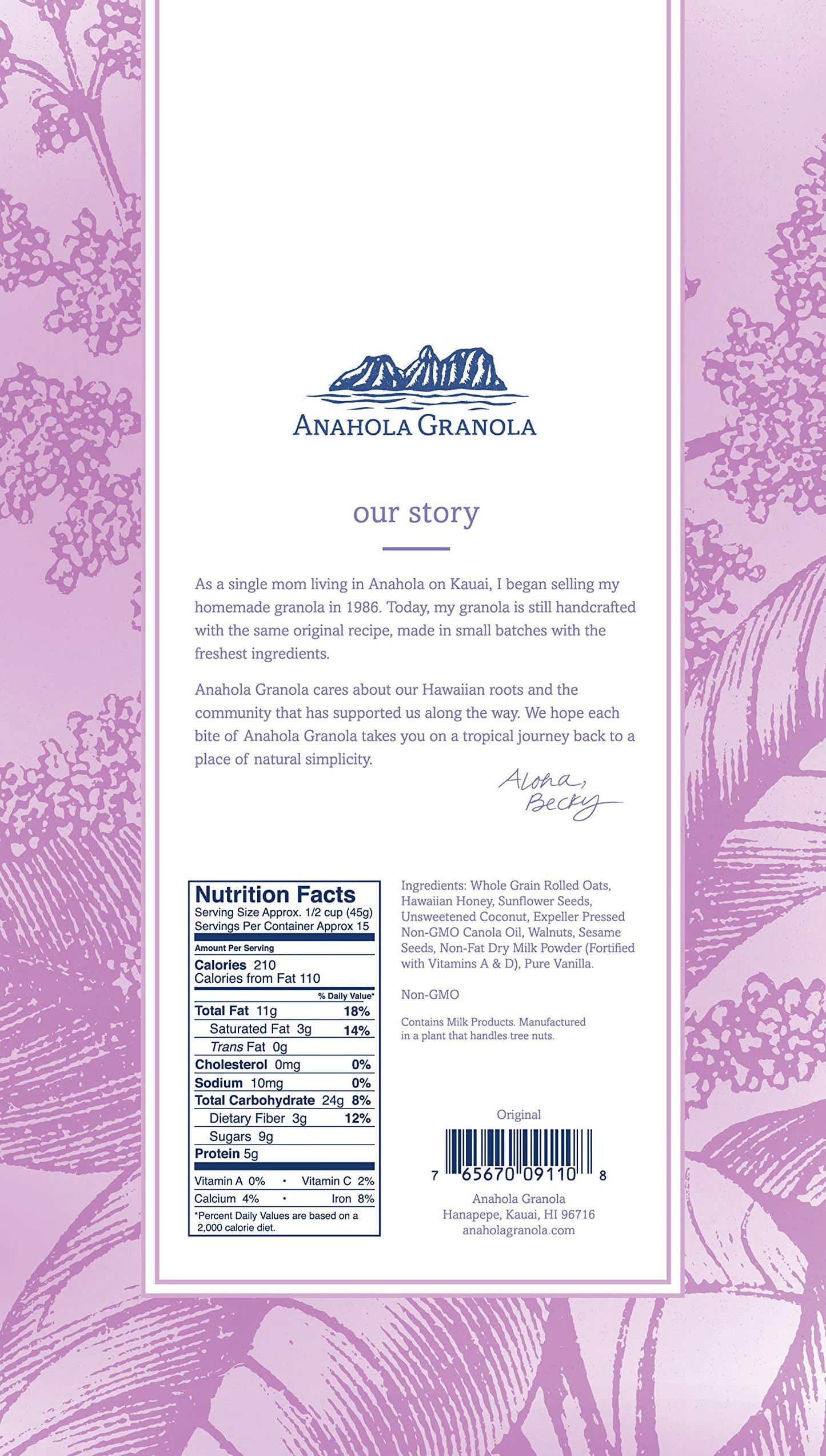 Anahola Granola Original 24 Oz - Healthy Hawaiian Muesli Cereal - Wheat Free With No Sugar Added - Hand Cut Since 1986 - Good For You While Still Tasting Great (24 Oz)