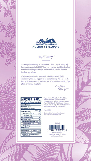 Anahola Granola Original 24 Oz - Healthy Hawaiian Muesli Cereal - Wheat Free With No Sugar Added - Hand Cut Since 1986 - Good For You While Still Tasting Great (24 Oz)