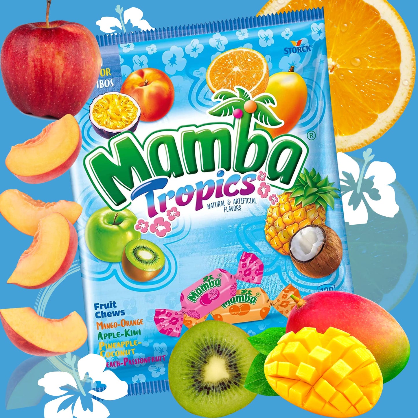 Sweetzo - Mamba Strips and Tropic Chews, Individually Wrapped Fruit Flavored Chewy Candy, Summer 2024 Candies for Goodie Bags an