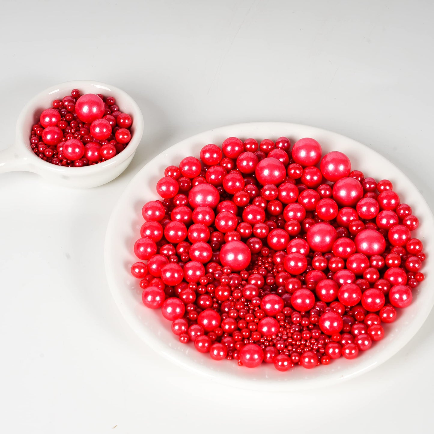 Kasvan Red Pearl Sugar Sprinkles - Edible Candy Pearls 130G/4.58 Oz, Mix Size, Baking Cake Decorations, Ice Cream Toppings And C