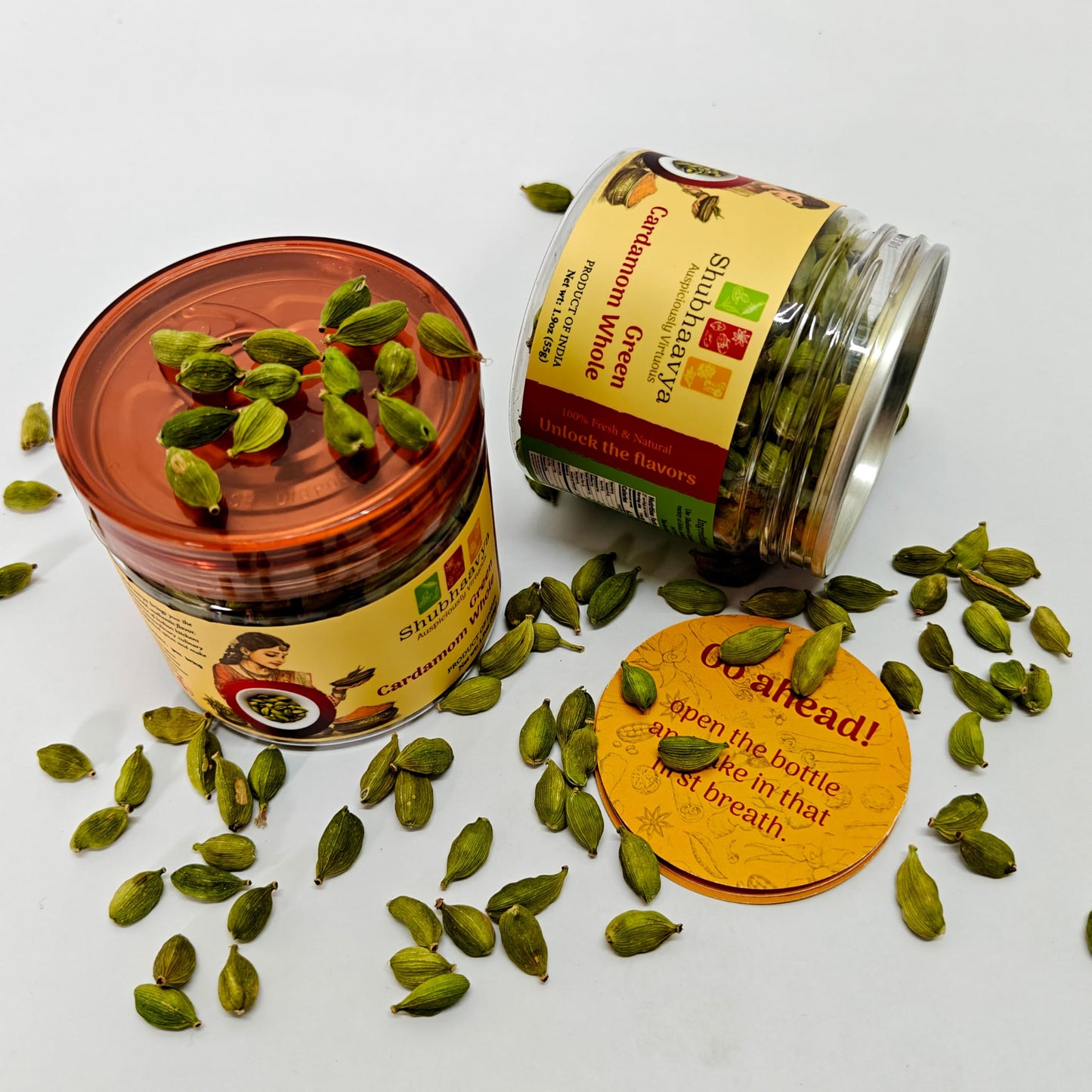 SHUBHAAVYA Premium Cardamom Pods | Authentic Indian Elaichi | 1.9oz (55g) | NON-GMO | All Natural | Gluten Free