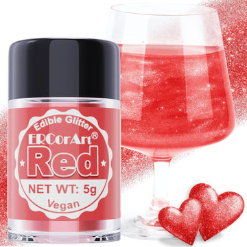 Edible Glitter - Red Luster Dust Edible for Drinks Cakes, Food Grade Cake Decorating Shimmering Glitter, Sprinkle Powder for Coc