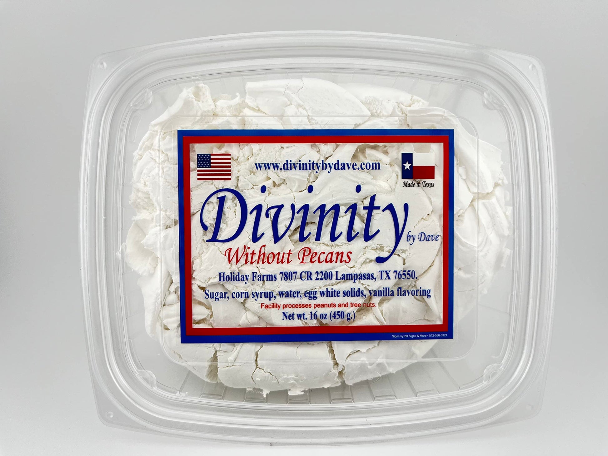 1 Pound Divinity (Without Pecans, 1-1lb box) One Large Piece of Old Fashioned Divinity, Just Like Home Made.