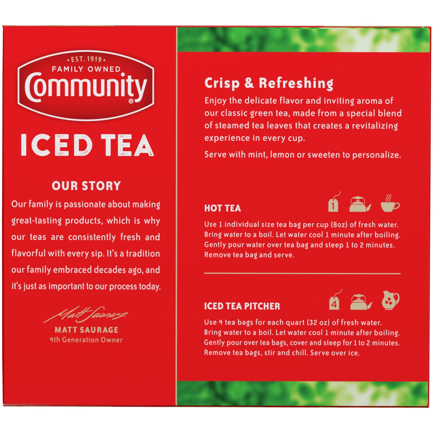 Community Coffee Green Tea Bags, 48 ct., (Pack of 6)