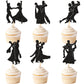 Ercadio 24 Pcs Tango Dance Cupcake Toppers Black Glitter Adulthood Ceremony Dancing Girl Boy Cake Birthday Picks For Dancing Cak