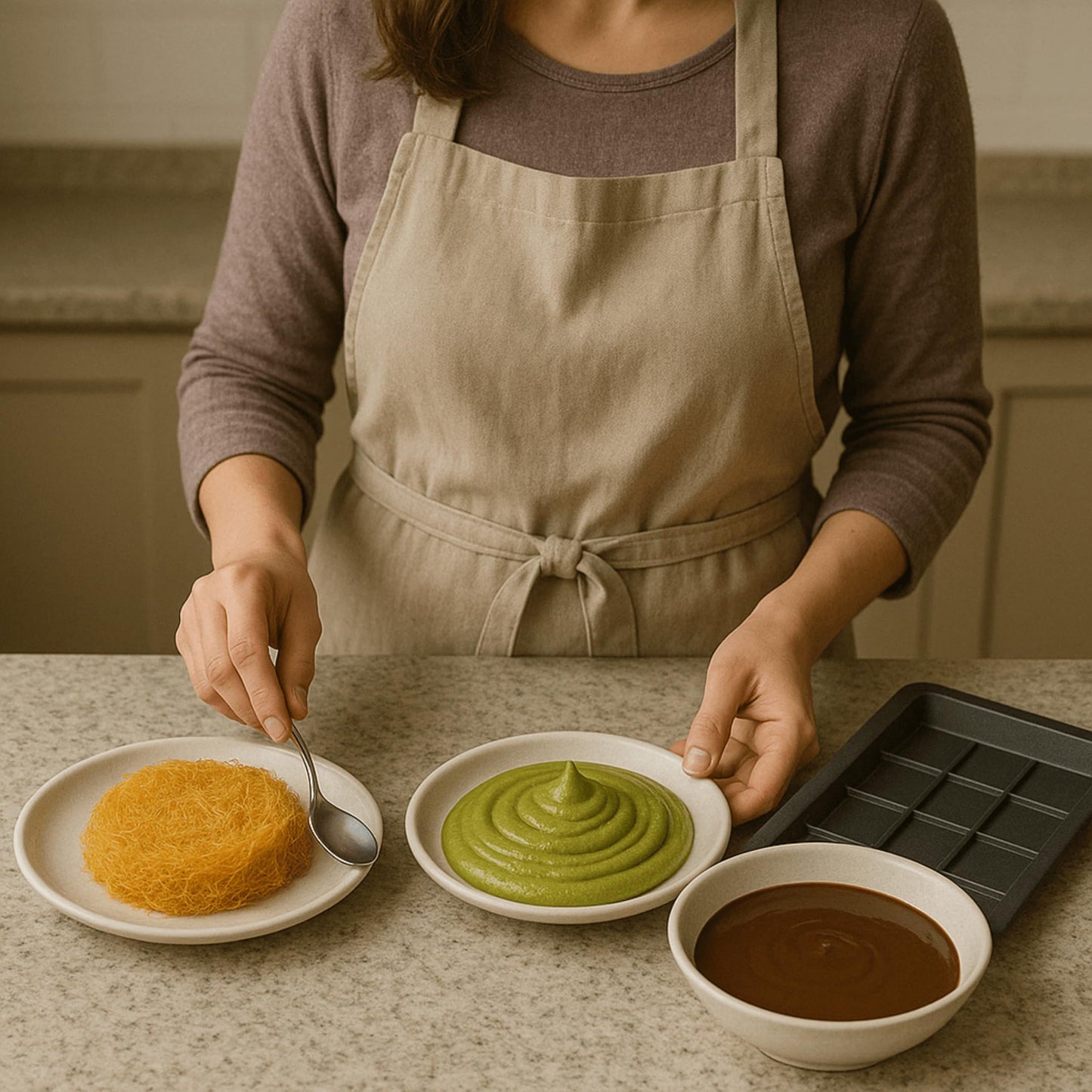 GÜLLÜOGLU Chocolate Filling with Pistachio Cream & Kadayif – 200g / 7oz Middle Eastern Gourmet Dessert