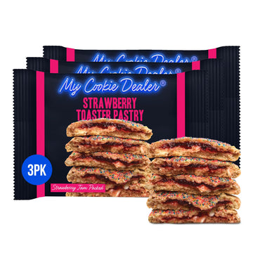 My Cookie Dealer Soft Baked Cookies, Strawberry Toaster Pastry (3-Pack, 4oz Cookie) - Strawberry Pop-Tarts & White Chip Batter, 