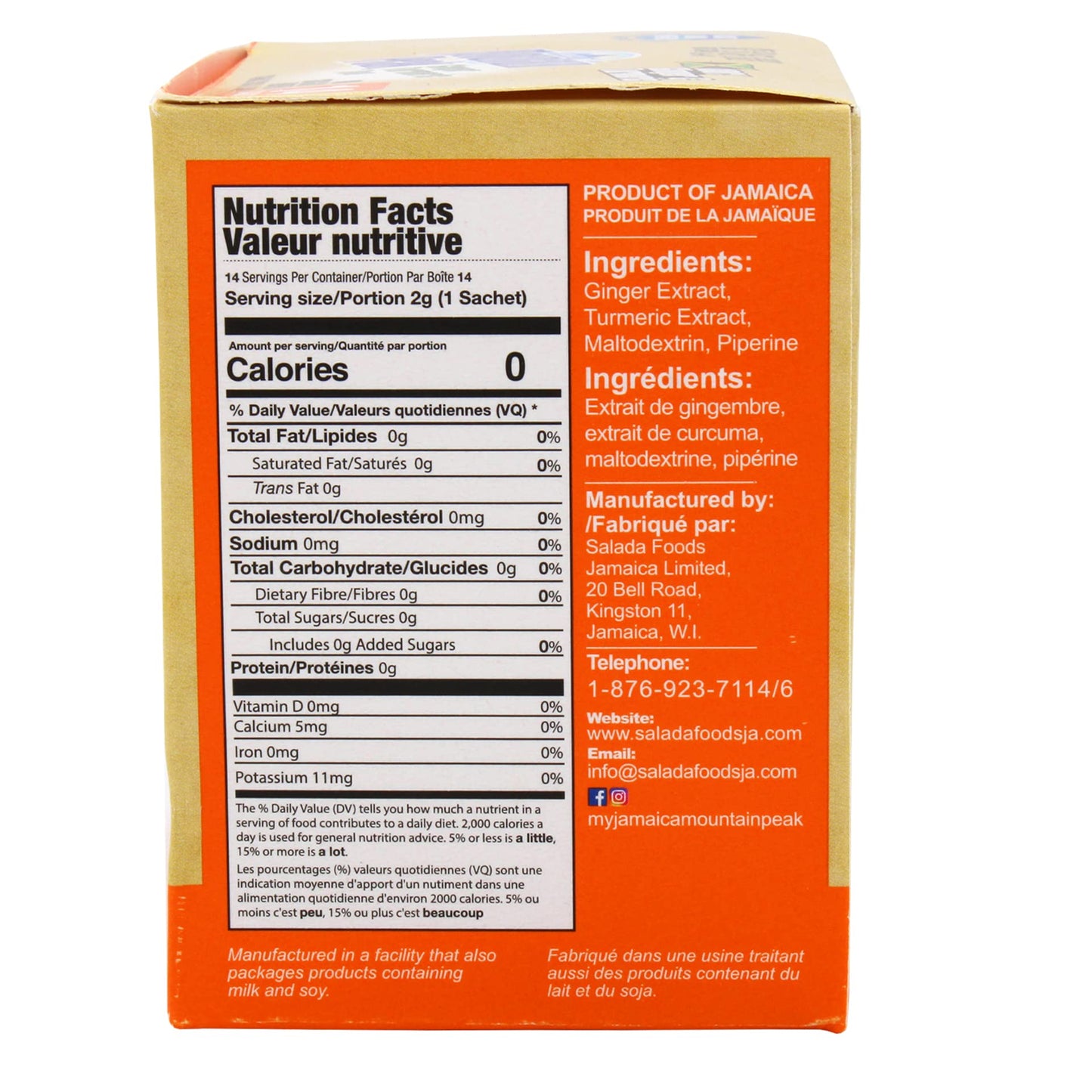 Jamaica Mountain Peak Ginger Turmeric Tea, With No Added Sugar, 6.3 Oz