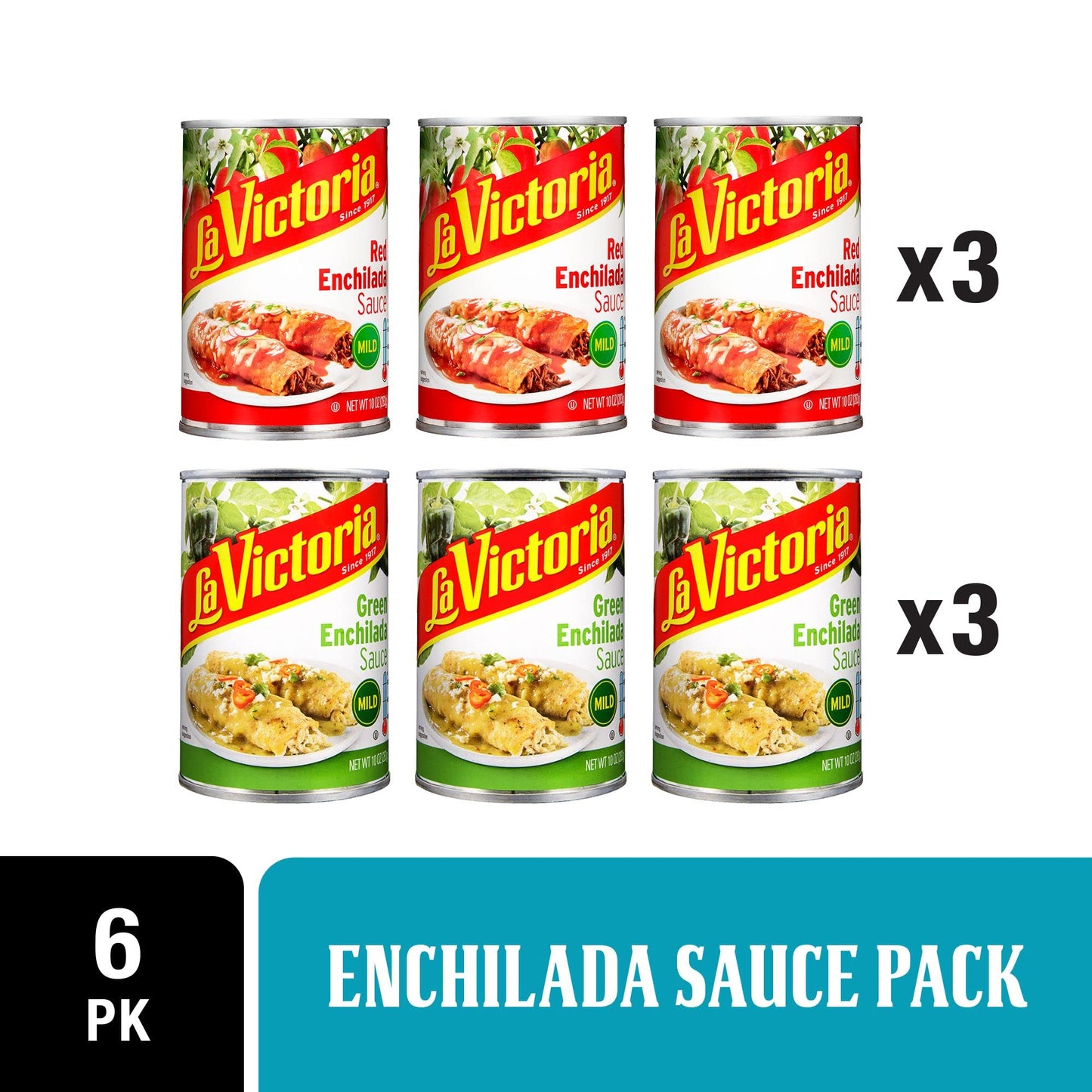 La Victoria Enchilada Sauce Variety Pack, Green & Red, 10 oz Can (6 Pack)