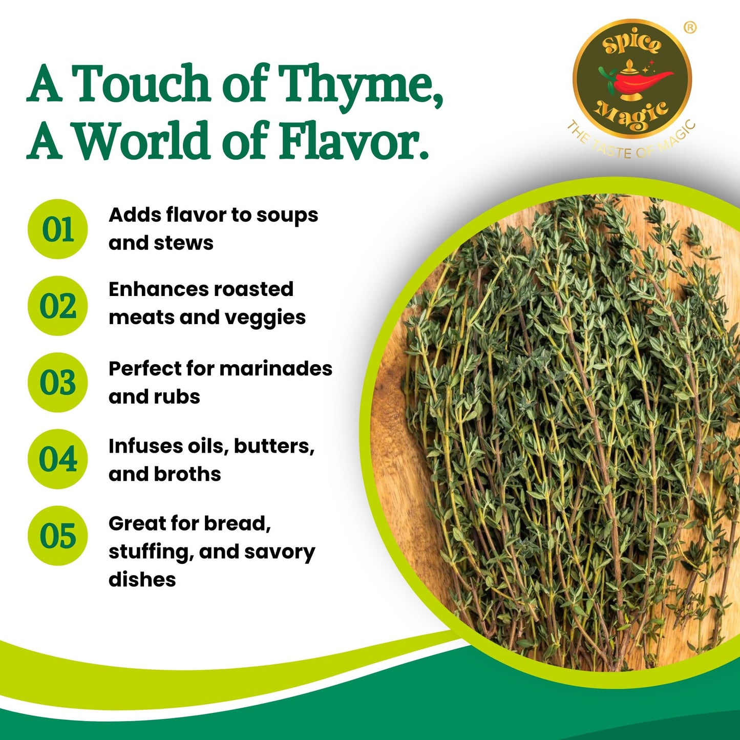 SPICE MAGIC Dried Thyme Leaves, Gourmet All-Natural Herb, 4 oz (113 g)