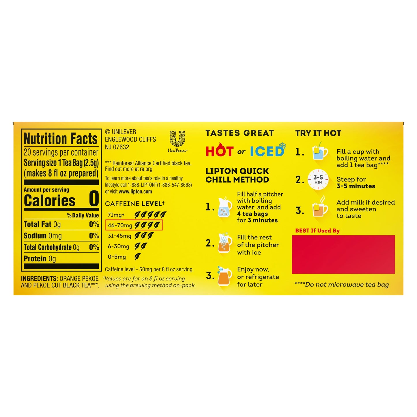 Lipton Tea Bags, Black Tea, Iced Or Hot Tea, Can Support Heart Health, 240 Total Tea Bags (20Ct - Pack Of 12)
