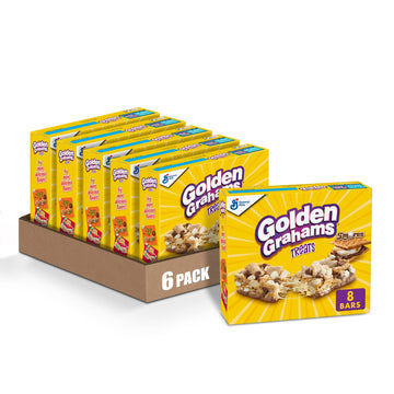 Golden Grahams Breakfast Cereal Treat Bars, S'mores, Snack Bars, 8 ct (Pack of 6)