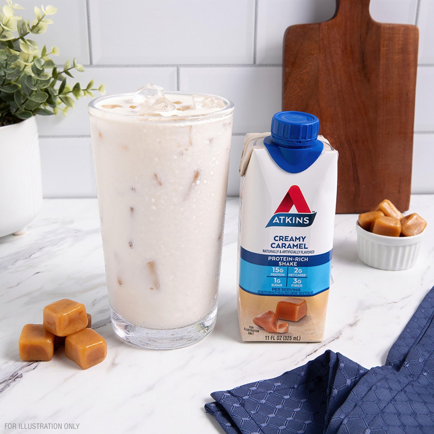 Atkins Energy Shake Creamy Caramel, with B Vitamins and Protein. Keto-Friendly and Gluten Free 4 Count(Pack of 3)