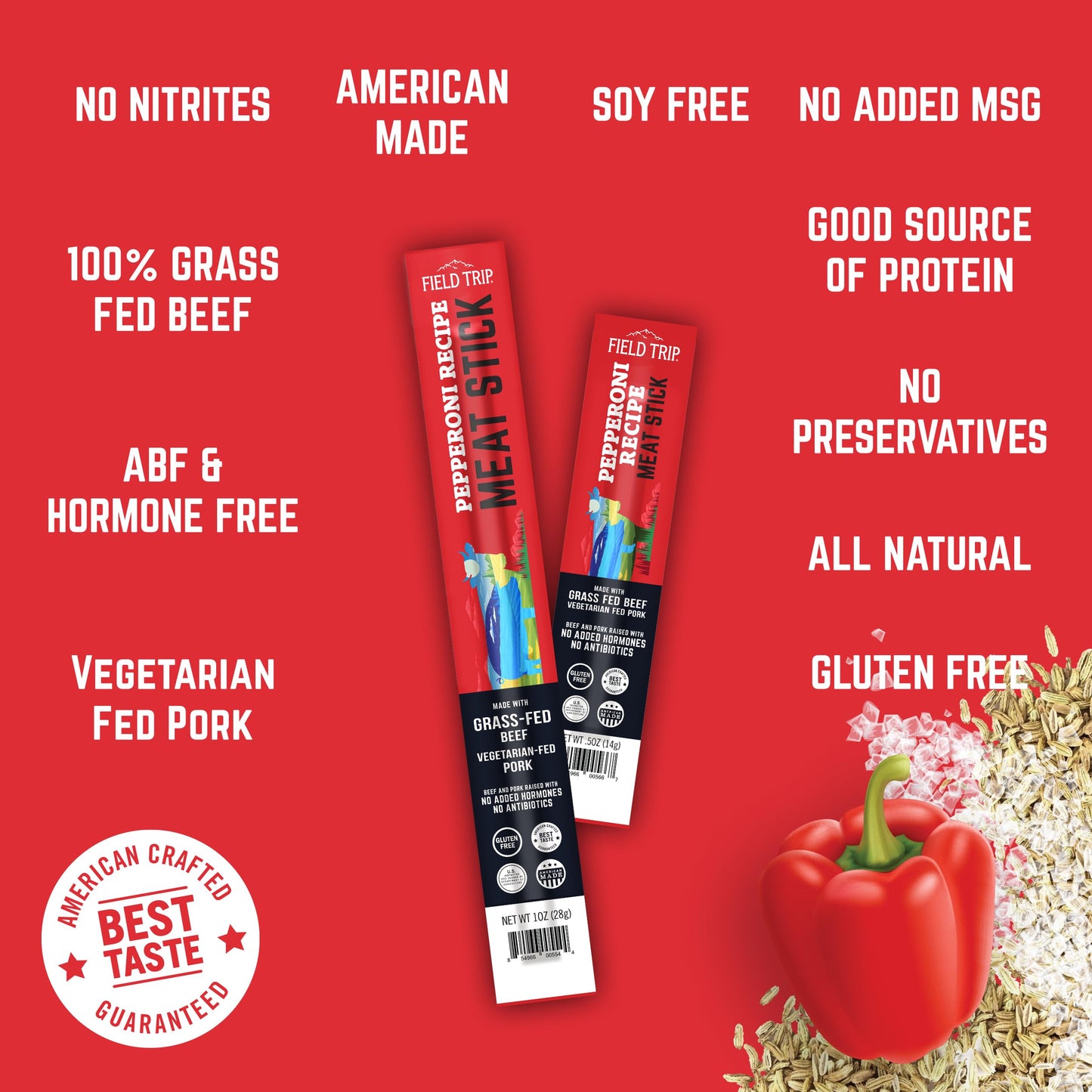 Field Trip Pepperoni Jerky Snack Sticks, Keto, Paleo, Gluten Free, High Protein, 1oz, 24 Pack, Model FTJ00561