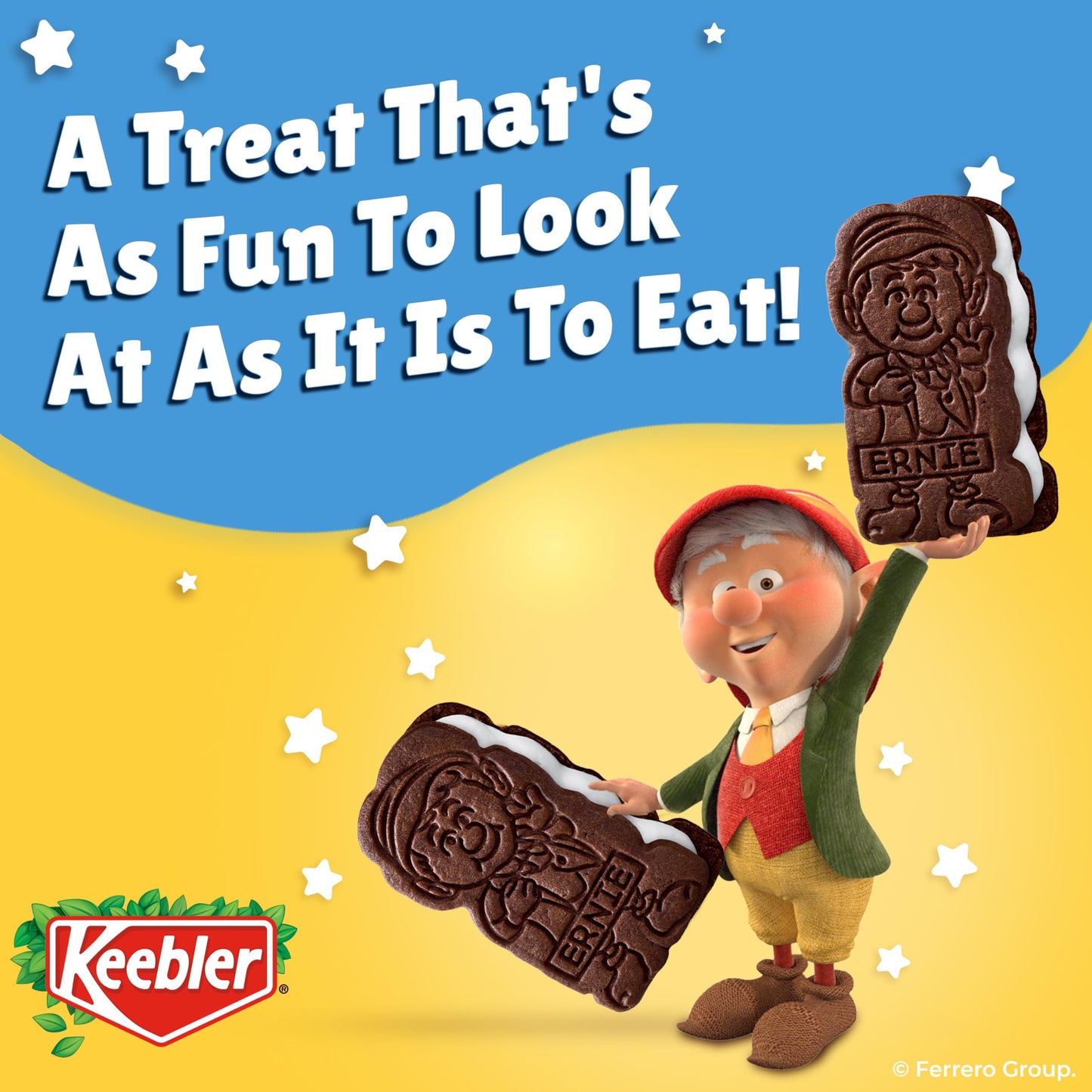 Keebler E.L. Fudge Elfwich Cookies, Chocolate-Y And Vanilla Flavor Sandwich Cookies, Fun Shaped Treat, 10.8 Oz Pack