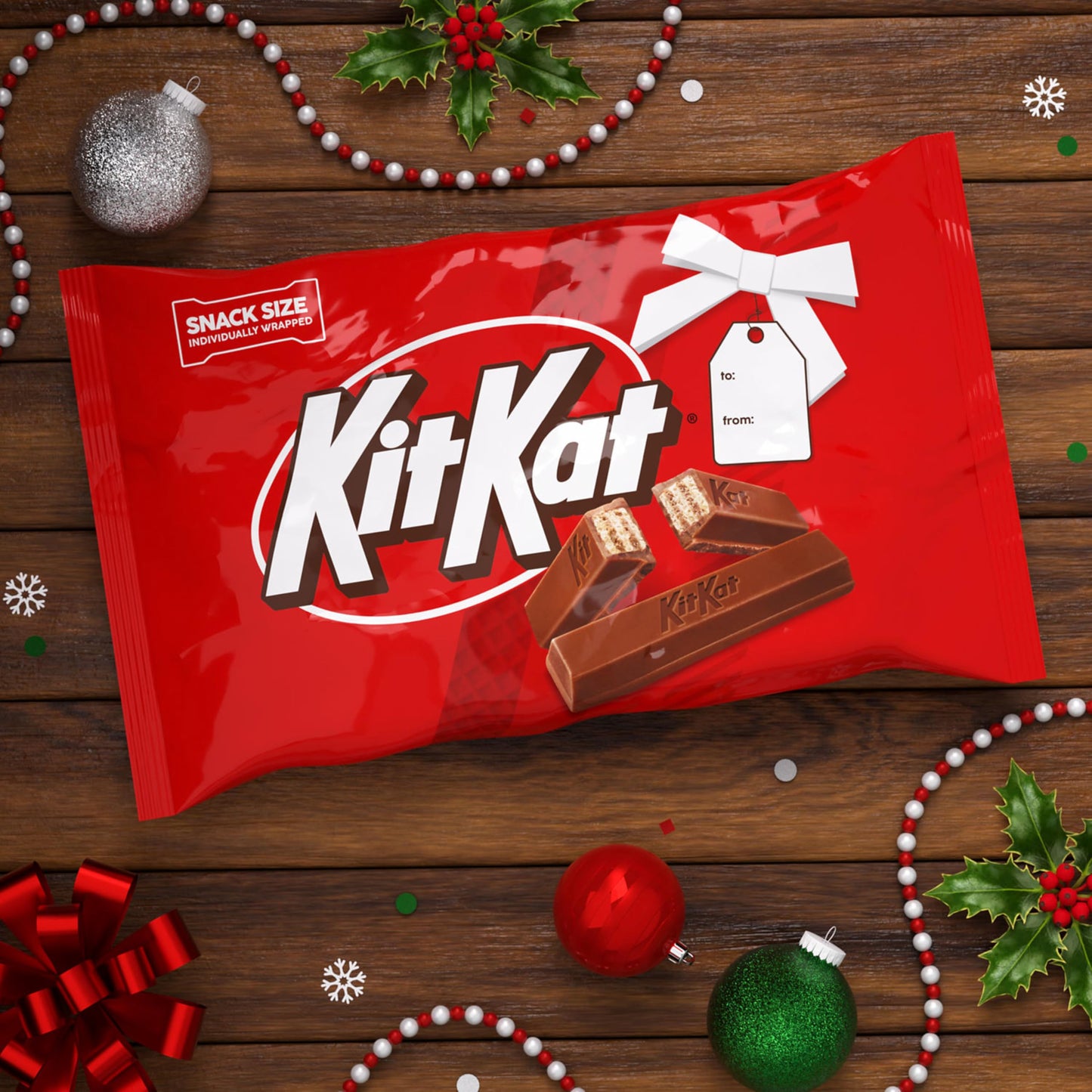 KIT KAT Milk Chocolate Wafer Snack Size, Christmas Candy Bag, 32 oz