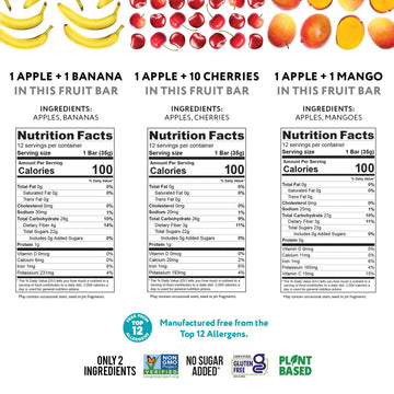 Thats it. Real Fruit Bar Variety, High Fiber, Vegan, Gluten Free, 36 Count (Mango, Cherry, Banana)