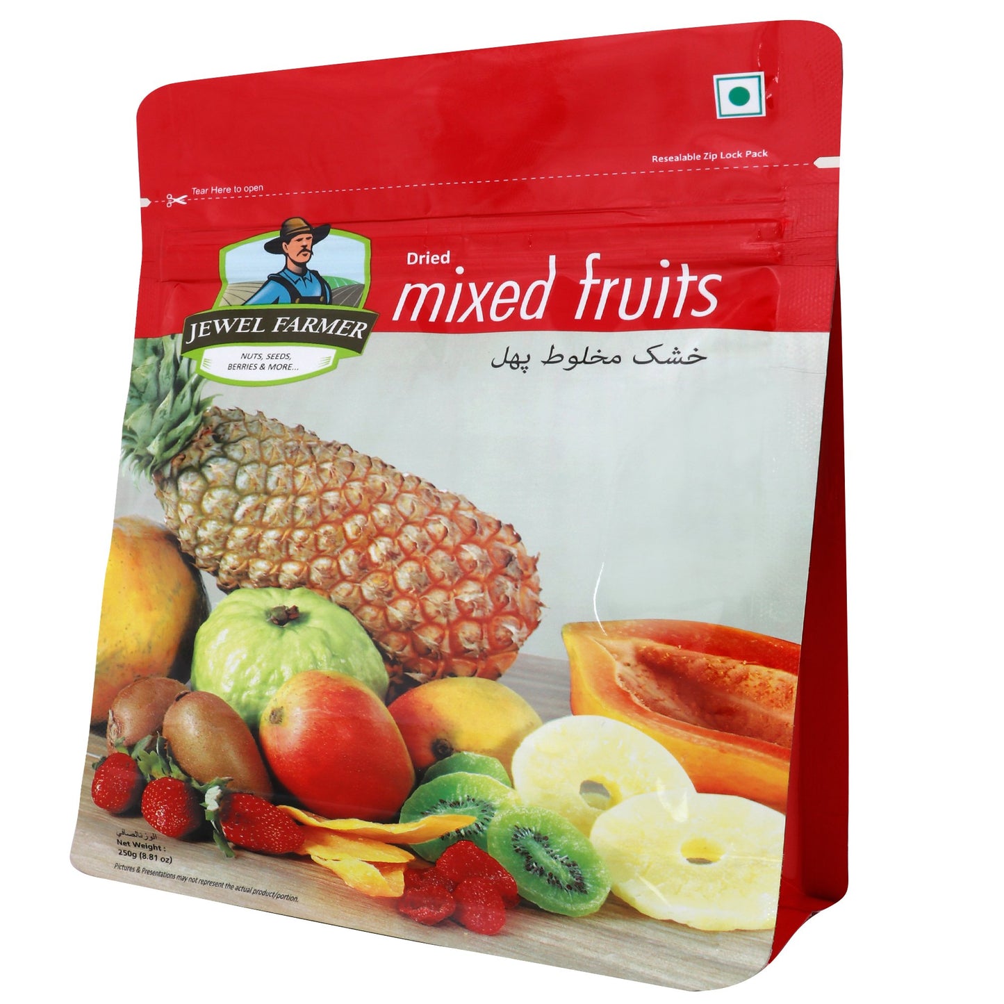 Jewel Farmer Dried Mixed Fruits With Mango, Papaya, Pineapple, Pomelo, Guava, Kiwi & Strawberry, Vitamin & Fiber Rich Fruitmix (