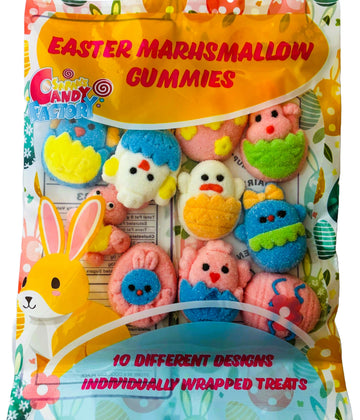 Easter Marshmallow Gummies - 10 Fun Designs, 6-Pack, Total 60 Individually Wrapped Gummies - Gluten-Free & Dairy-Free, Perfect F