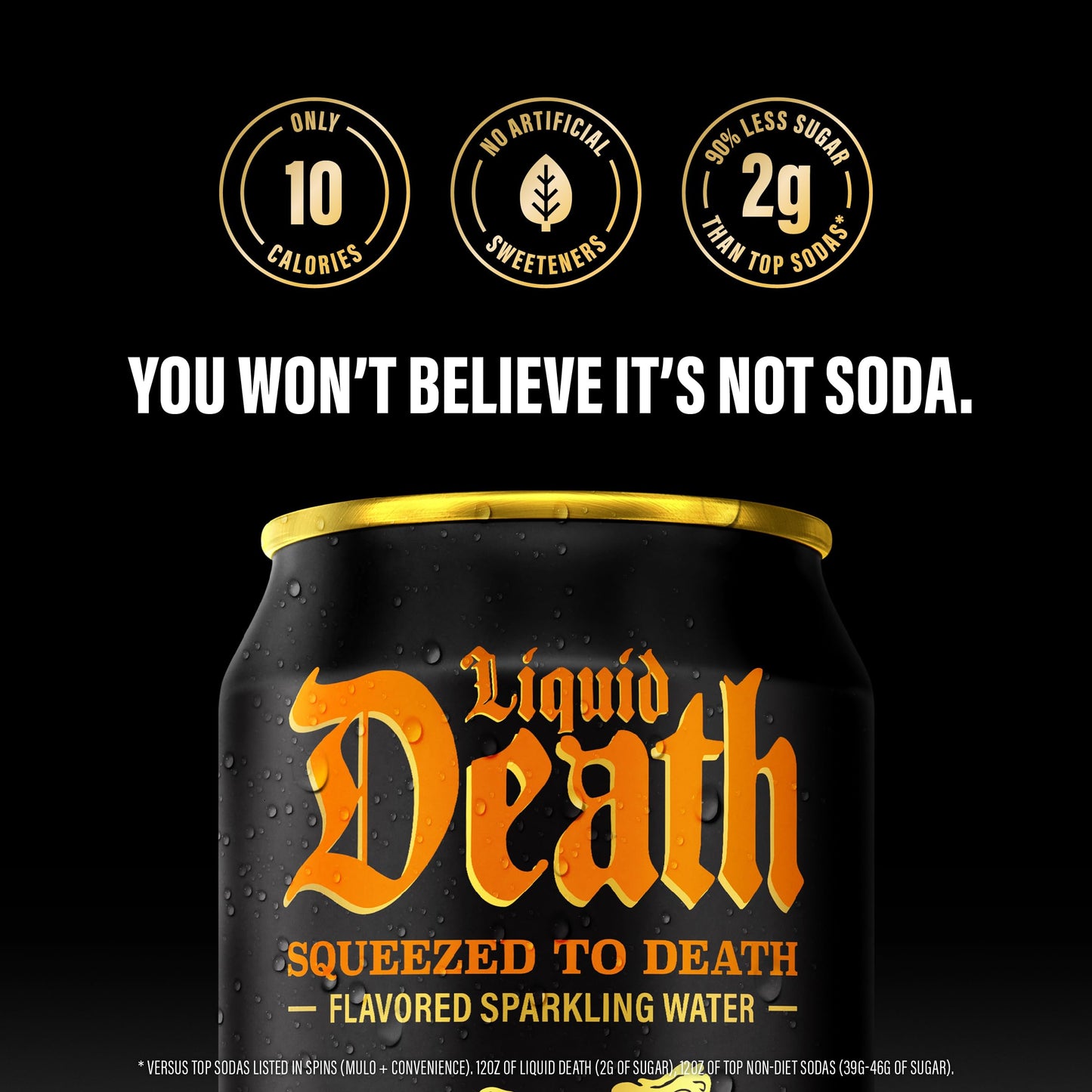 Liquid Death Orange-Flavored Sparkling Water, 12oz Cans, Low Sugar, 12-Pack