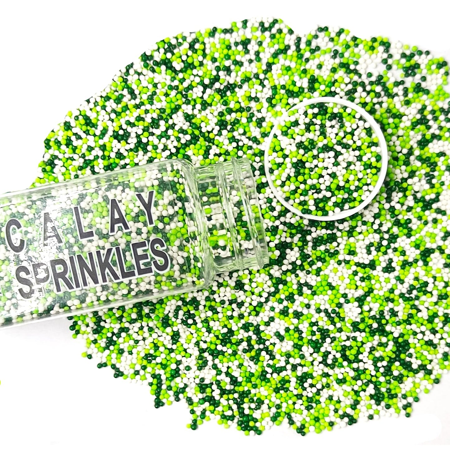 Homipooty Nonpareils Sprinkles Edible Green White Pearl Sugar 110g 2mm Mini Pearls for Cakes Cupcakes Ice Cream Decorations