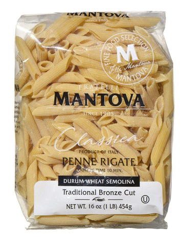 Mantova Italian Bronze Die Penne Rigate Pasta - 100% Durum Wheat Semolina Bronze Die Penne Rigate - - Product Of Italy 16 Oz (Pa