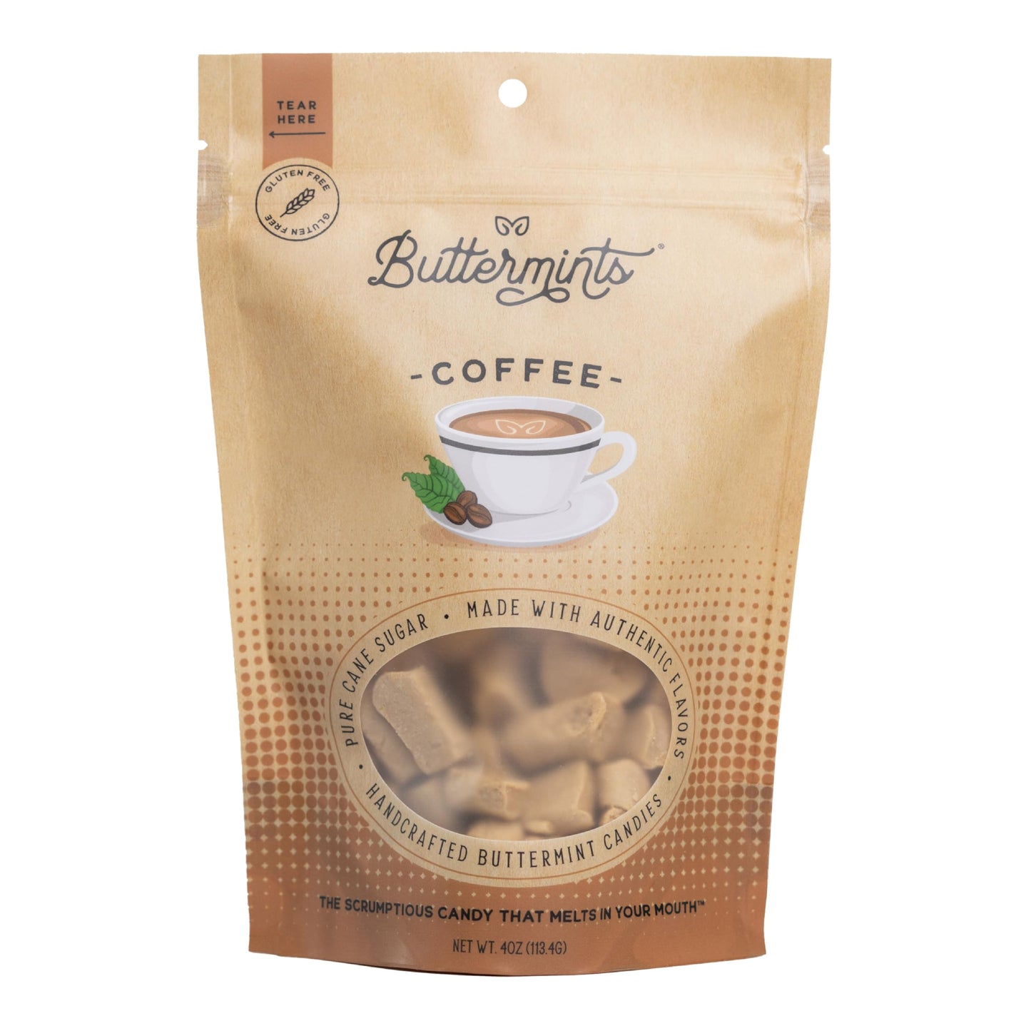 Buttermints Coffee Butter Mints Gluten-Free Candy, Soft Butter Taste, 1 Pack