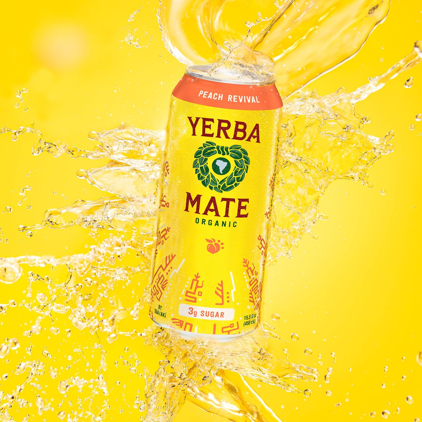 Guayaki Yerba Mate Energy Drink Alternative, Peach Revival, Low Sugar, 15.5 Fl Oz (Pack of 12)