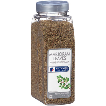 McCormick Culinary Marjoram Leaves, 4 oz - One 4 Ounce Container of Marjoram Spice for a Bitter, Minty Flavor, Ideal in Stews, S