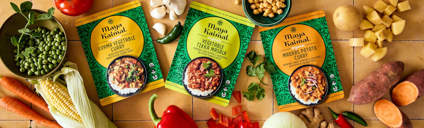 Maya Kaimal Organic Indian Vegetable Curry Variety | Microwaveable, Ready To Eat, Fully Cooked | Vegan | Organic | Kosher