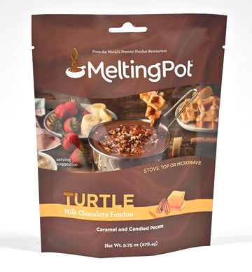 Melting Pot Chocolate Fondue; Mini Chocolate Wafers For Melting, Milk Chocolate Turtle Flavor, Pack of 3, 9.75oz Bags