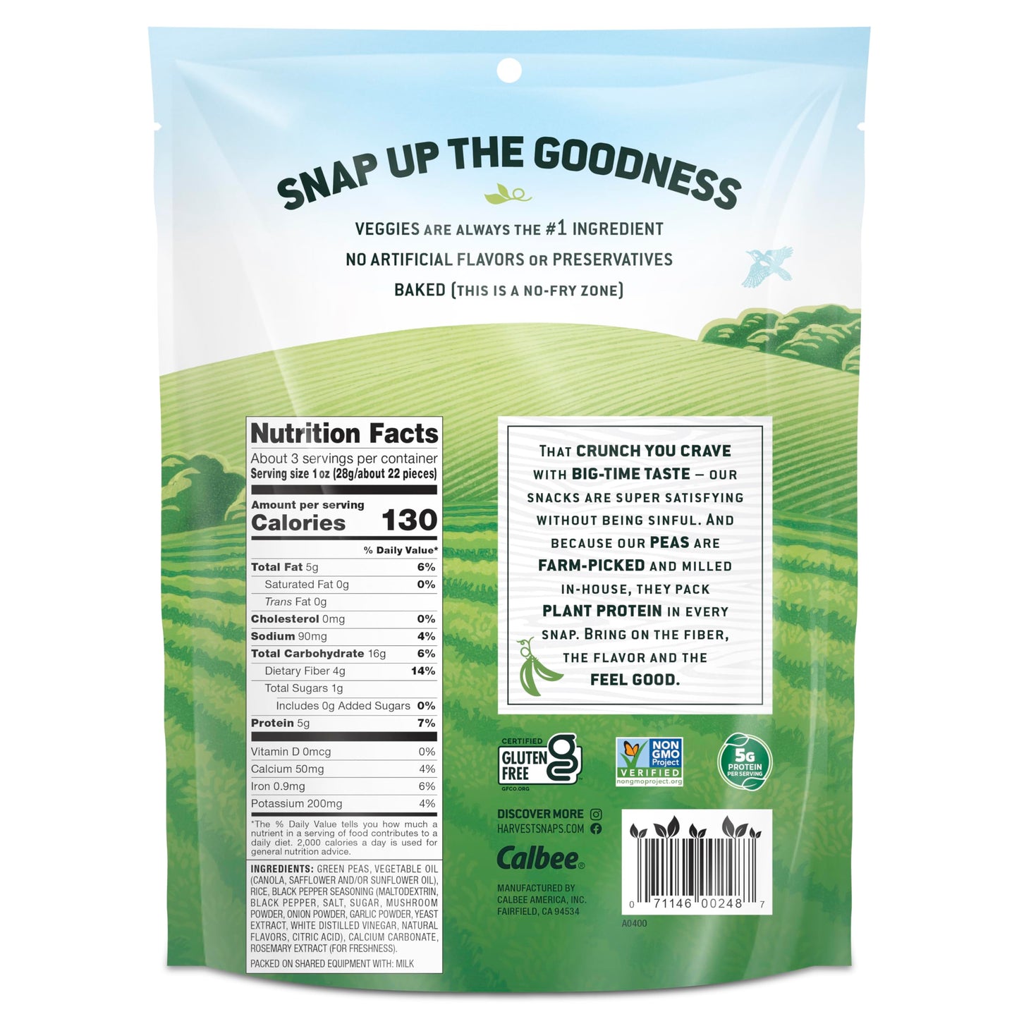 Harvest Snaps Veggie Chips (Black Pepper Snack Crisps) | Powered By Plant Protein, Gluten Free, Non-Gmo Baked Vegetable Crisps |