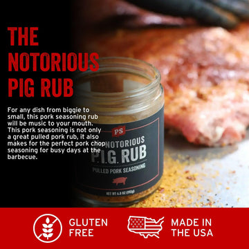 PS Seasoning Notorious PIG Pulled Pork Seasoning - Sweet & Smoky BBQ Rub - 6.4 Ounce