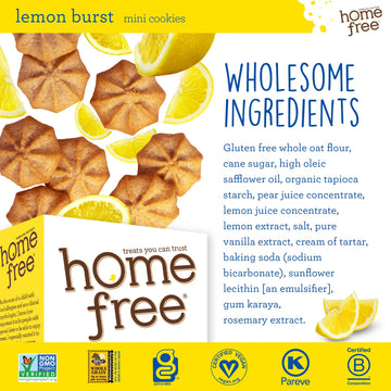 Homefree Mini Lemon Burst Cookies, Gluten Free, Nut Free, Vegan, School Safe and Allergy Friendly Snacks, 5 Oz Box (Pack of 1),
