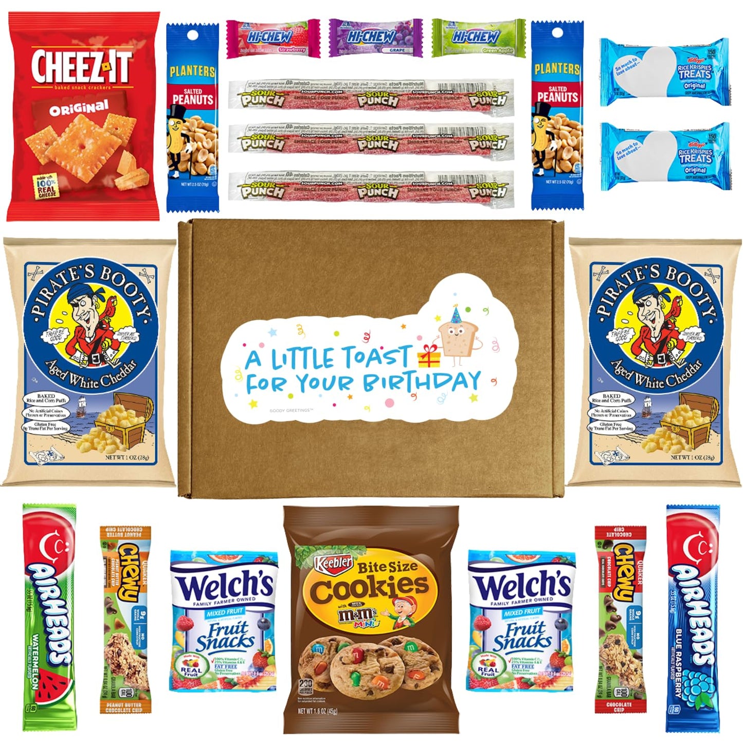 Hangry Kit Birthday Snack Box - (20 CT) Happy Birthday Gift Basket Care Package - Contains Birthday Snacks  Cookies  Chips  Candy. Party Variety Gift Box. (Funny 1)