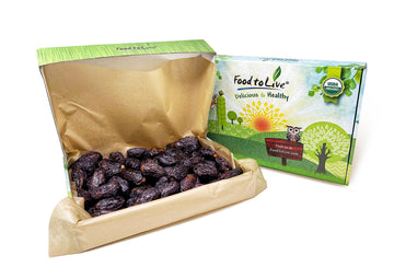 Food to Live Organic Medjool Dates, 5 Pounds Box - Non-GMO, Whole Dried Dated with Pits, Large Size, Unsweetened, Vegan, Sirtfoo