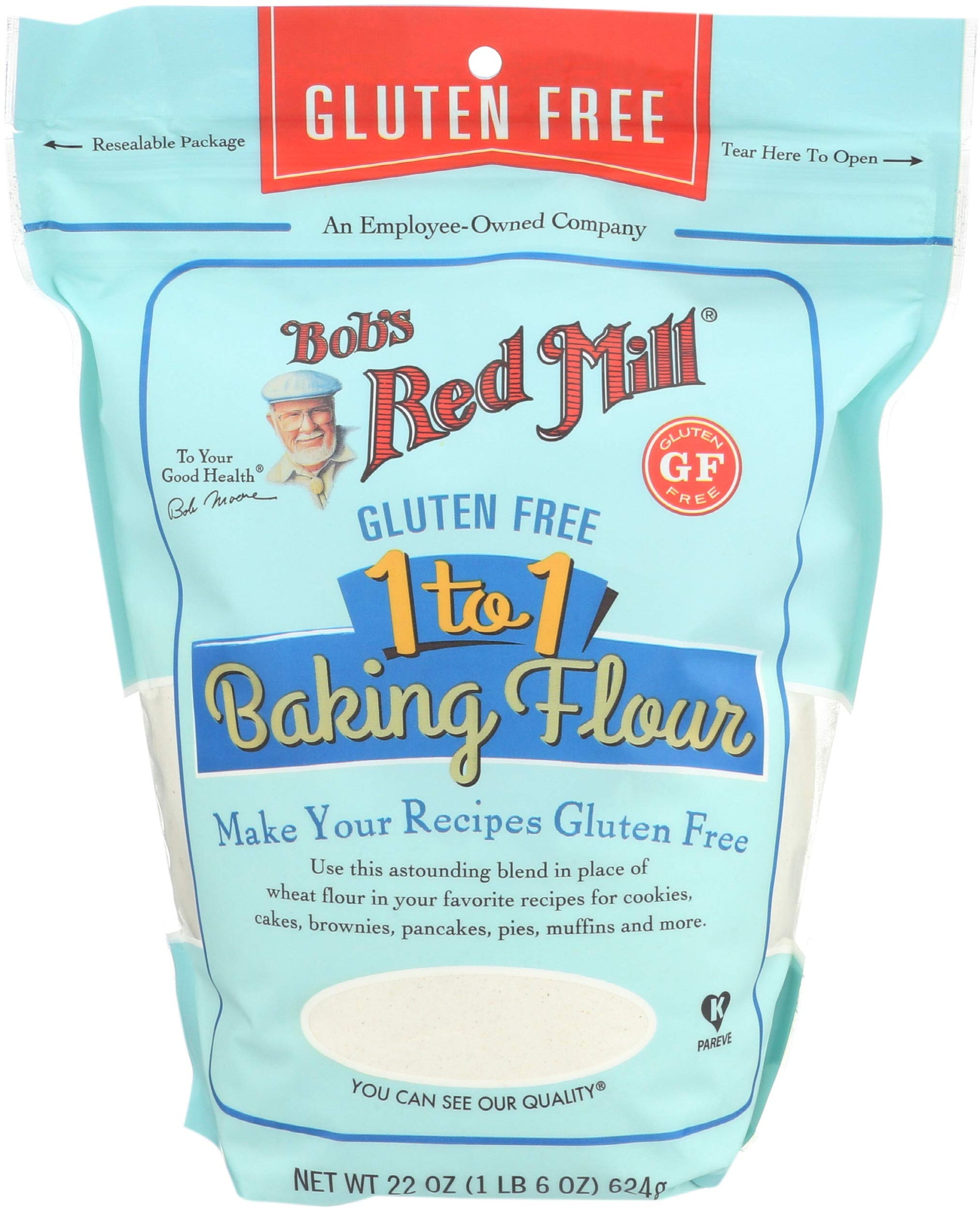 Bobs Red Mill Gluten Free 1-to-1 Baking Flour, Non-GMO, Vegan, Kosher, 22oz
