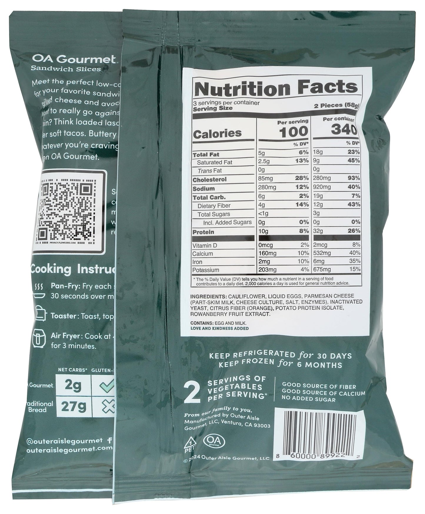 OUTER AISLE GOURMET Original Cauliflower Sandwich Thins, 6.75 OZ