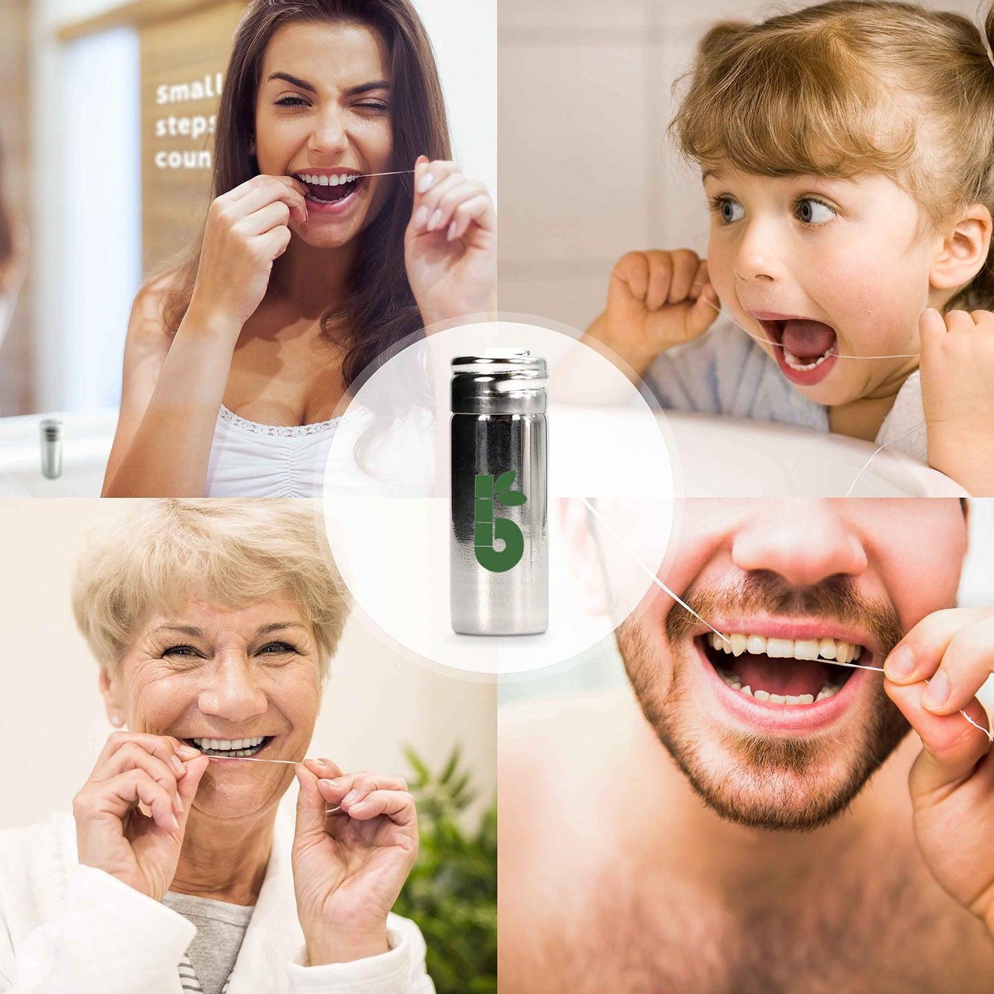 Vegan Dental Floss  Refillable Tooth Floss  Candelilla Wax  Plastic Free Dental Tape  Zero Waste Floss  Stainless Steel Dispense