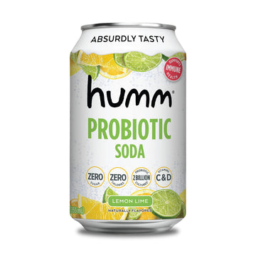 Humm Sparkling Probiotic Lemon Lime Soda - Zero Sugar, Zero Calorie, 2 Billion Probiotics - Vitamin C, D, And B12-12 Fl Oz (Pack