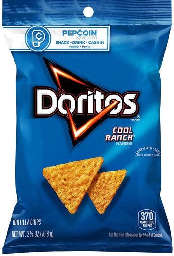 Doritos Cool Ranch Tortilla Chips, 2.5 Ounce - 24 per case.