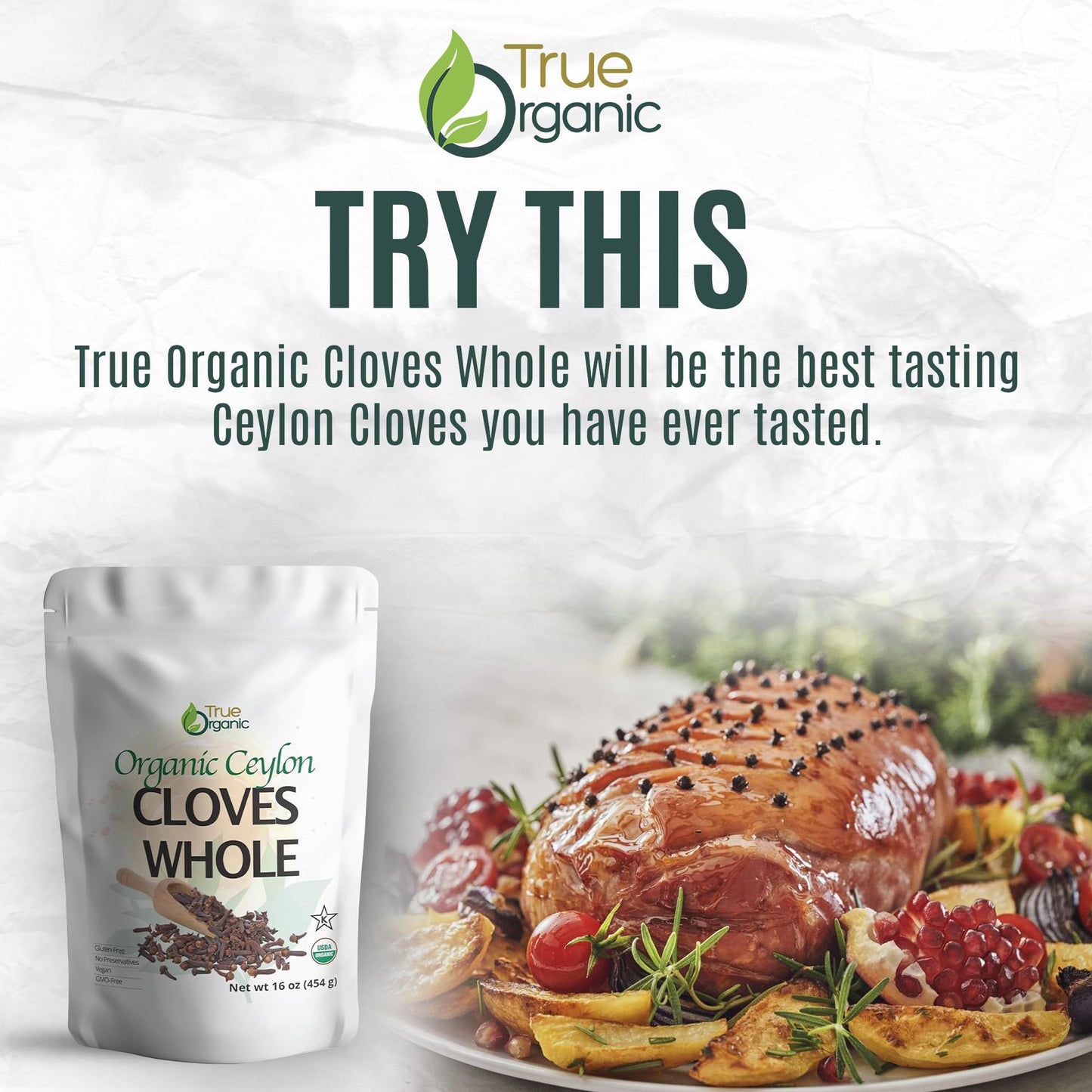 True Organic Ceylon Cloves Whole  1 lb  USDA Organic & Kosher Certified  Non-GMO  Fresh Organic Cloves Bulk  Ceylon enhanced Quality (16 Ounces)