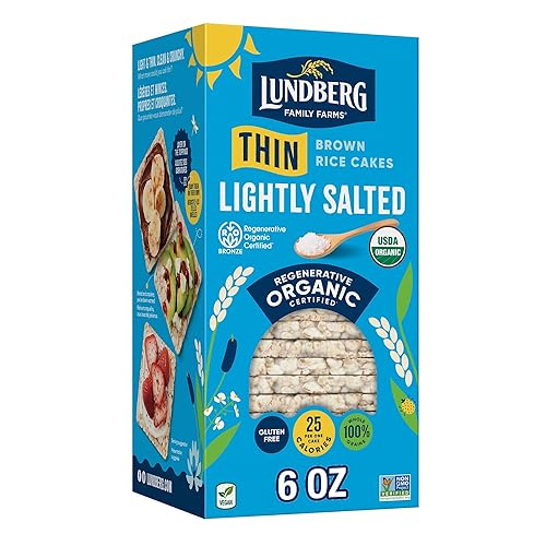 Lundberg Organic Thin Stackers Brown Rice Lightly Salted 6 Oz (Pack Of 1) Thin Rice Cakes Gluten-Free Vegan Healthy Snacks
