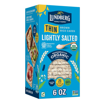 Lundberg Organic Thin Stackers Brown Rice Lightly Salted 6 Oz (Pack Of 1) Thin Rice Cakes Gluten-Free Vegan Healthy Snacks
