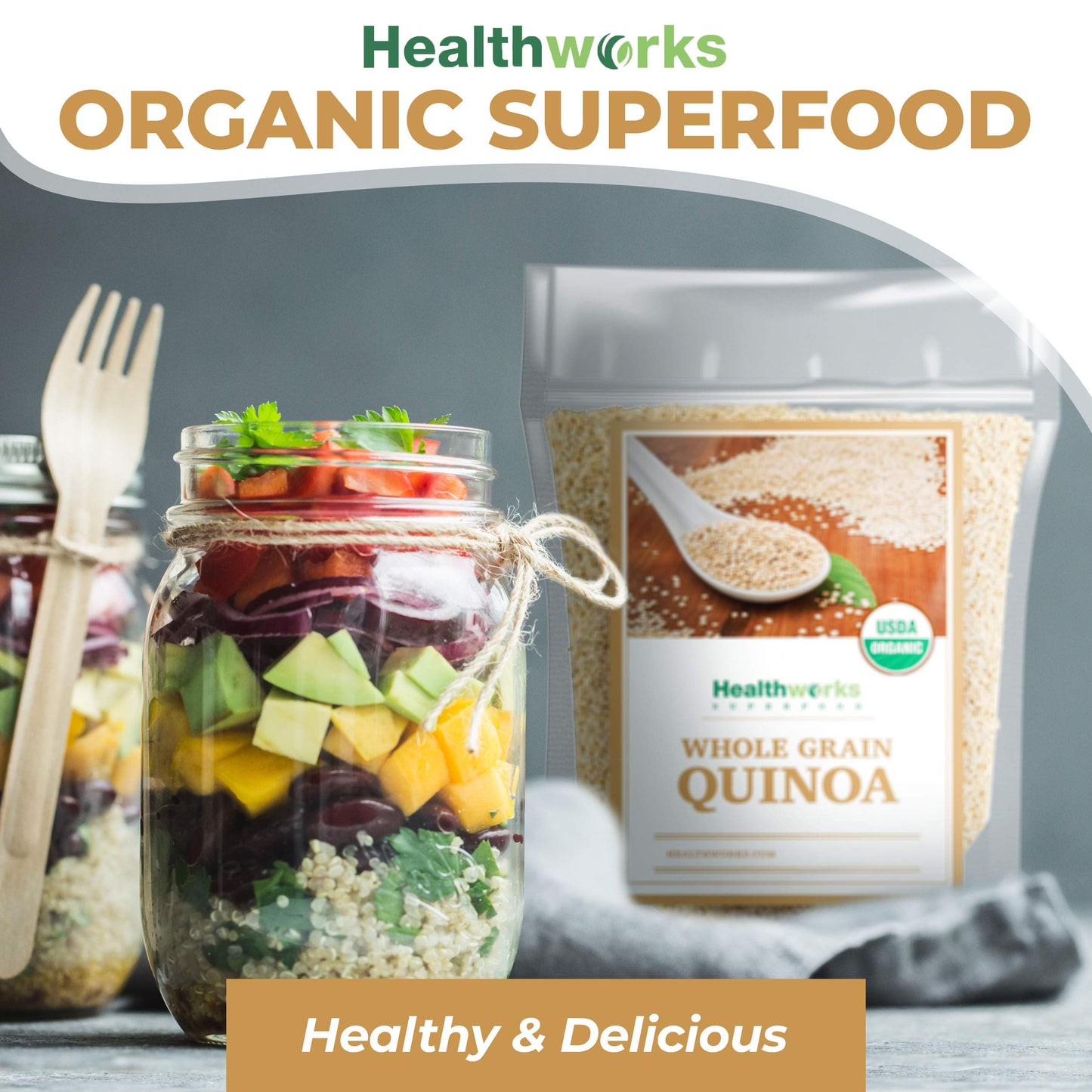 Healthworks Quinoa White Whole Grain Raw Organic (80 Ounces / 5 Pounds) | Protein  Fiber & Iron | Peruvian Origin | Rice & Pasta Substitute