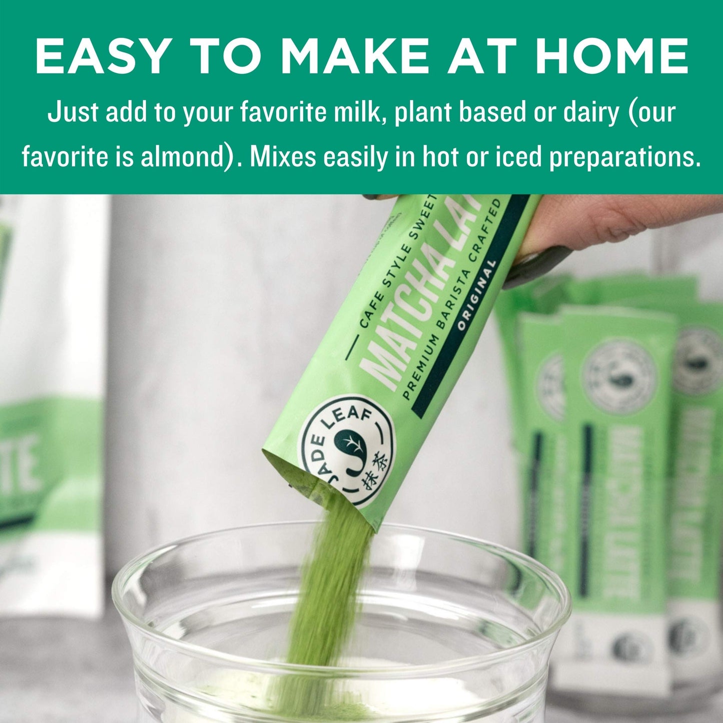 Jade Leaf Matcha Organic Sweetened Matcha Latte Mix - 10 Single Serve Sticks - 0.35 Ounce Total - Powder