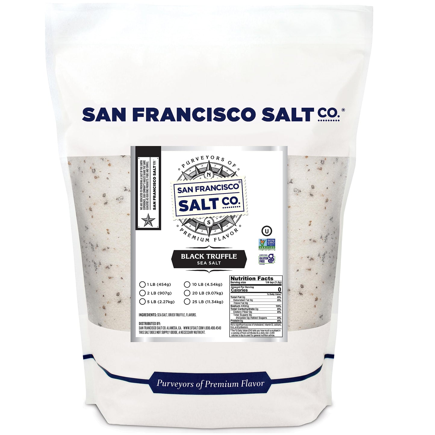 Italian Black Truffle Salt 1lb. Bulk Bag by San Francisco Salt Company
