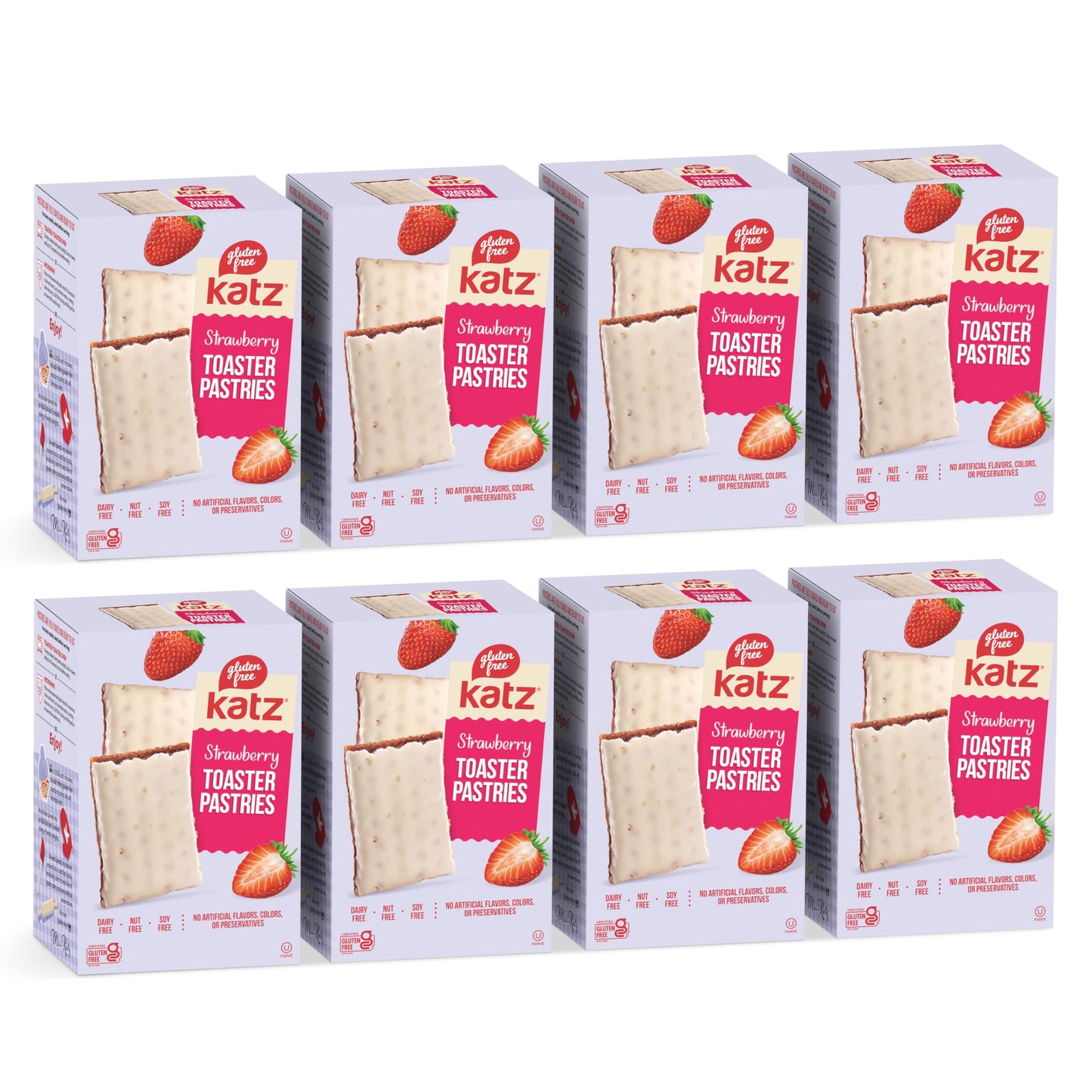 Katz Gluten Free Toaster Pastries, Strawberry, 8 OZ (Pack of 8), Gluten Free, Dairy Free, Nut Free, Soy Free, Kosher Snacks