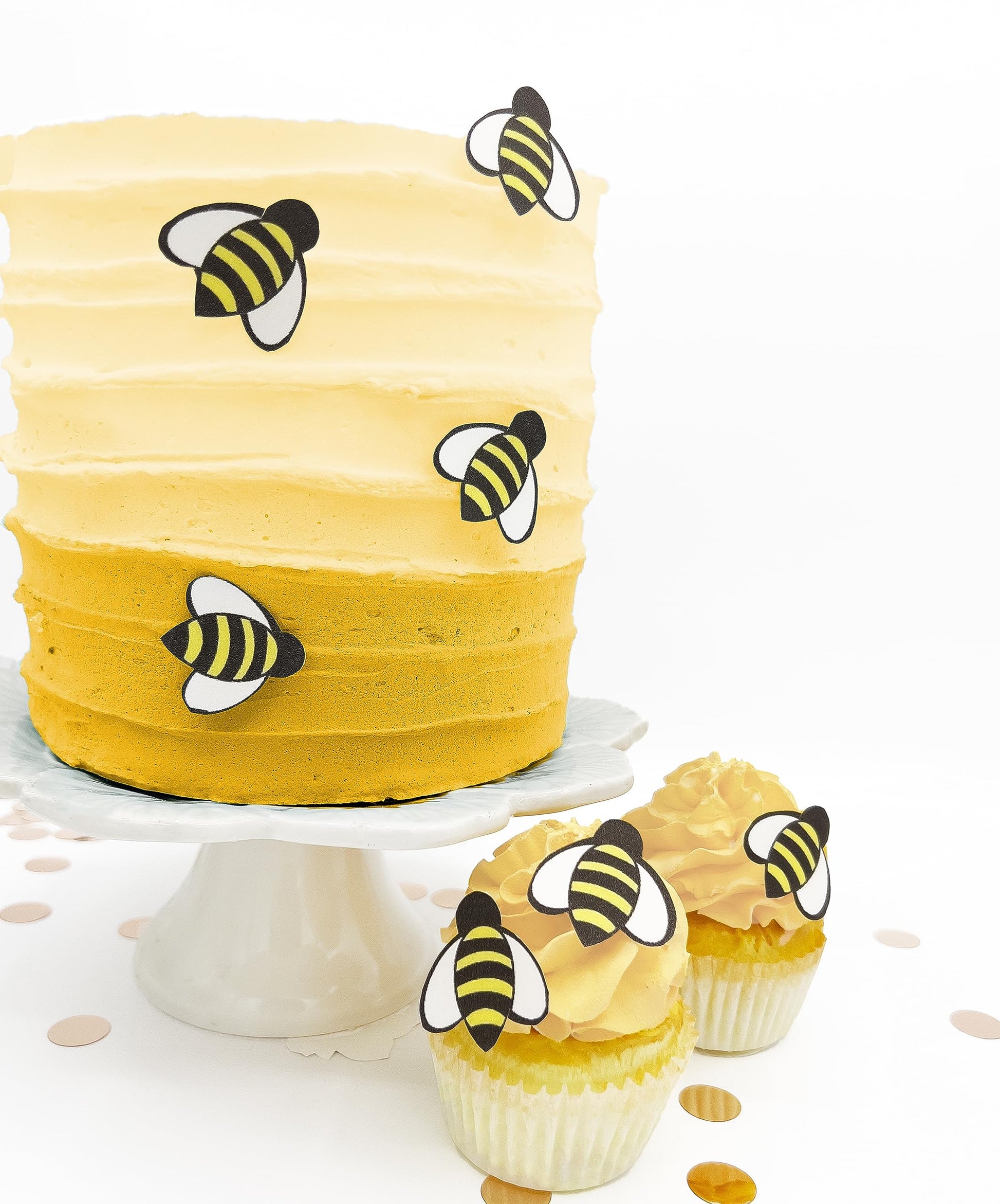 Sugar Robot - Edible Bees for cake decorations - Small Size - Edible bumblebee cake decorations - enhanced Crafted - Made in the USA Cake -Set of 24 (Bumble Bees)