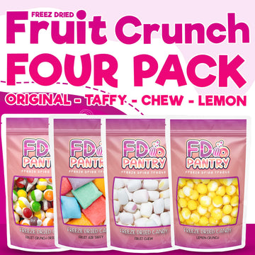 Freeze Dried Candy Variety Pack - Fruit Crunch 4 Pack, Fruit Crunch Original, Lemon Crunch, Fruit Taffy, Fruit Crunch 4 Oz (4 Co